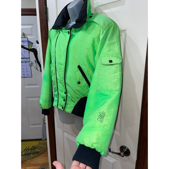 Vintage Nils Neon Green Womens Ski Jacket Size 10 Warm Retro Style With Zipper P - Picture 10 of 10